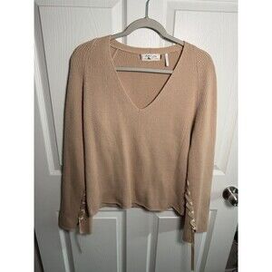 Helmut Lang Laced Sleeve Sweater Tan Cashmere Wool Neutral Women's Small S